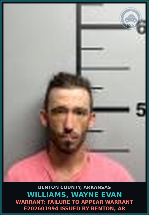 Booking mugshot of Williams, Wayne Evan in Benton County