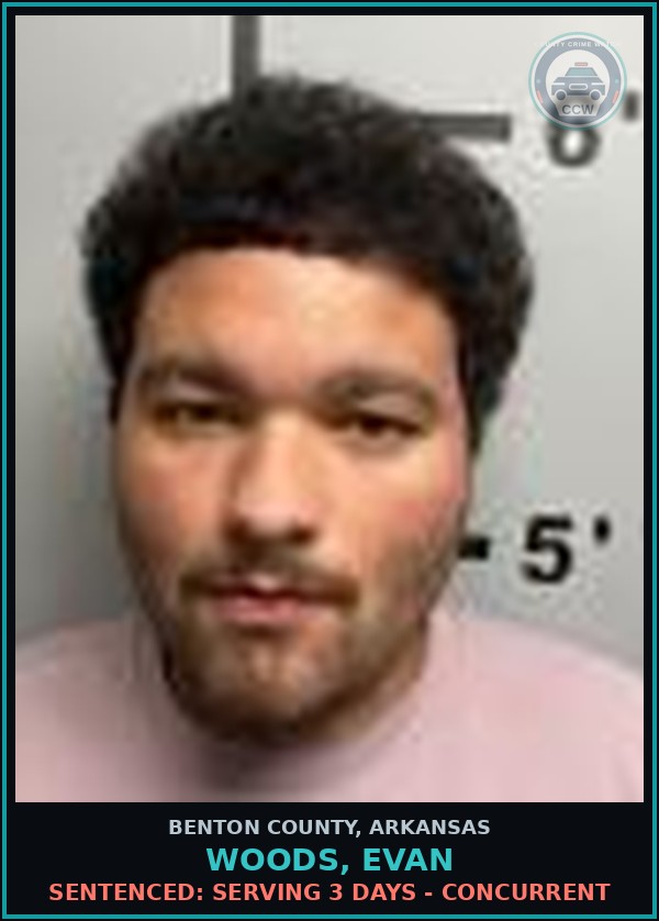 Booking mugshot of Woods, Evan in Benton County