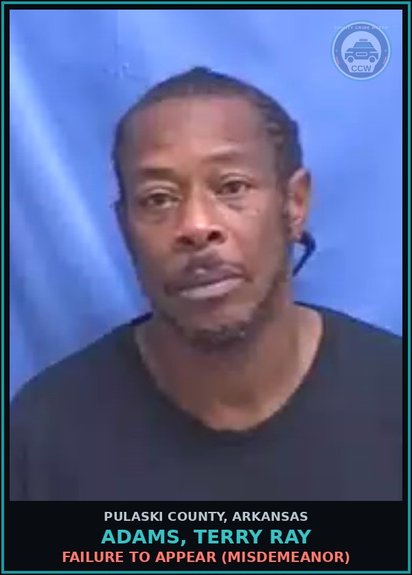 Booking mugshot of ADAMS, TERRY RAY in Pulaski County