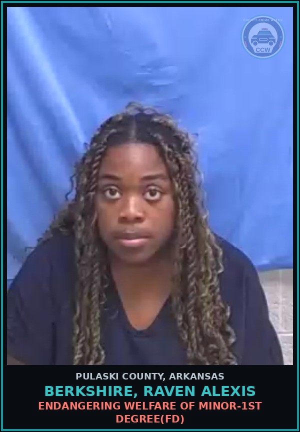 Booking mugshot of Berkshire, Raven Alexis in Pulaski County