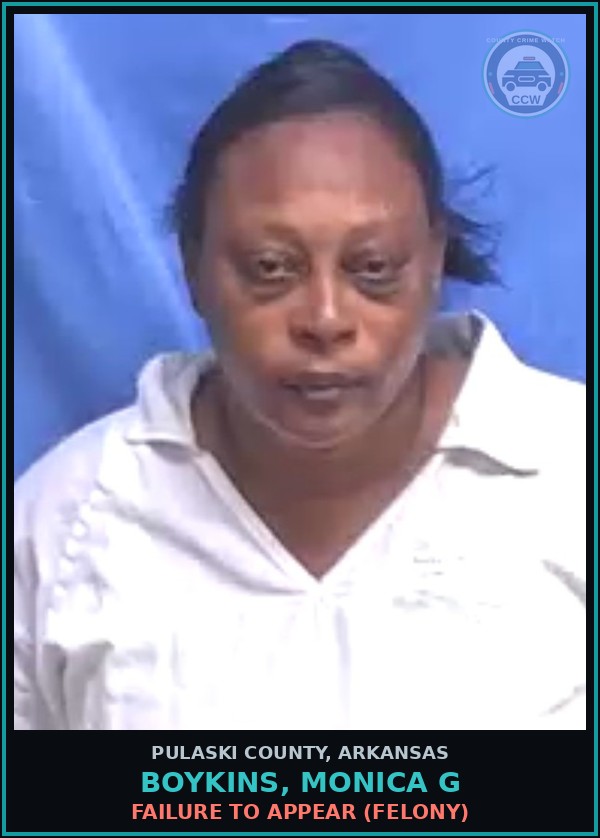 Booking mugshot of BOYKINS, MONICA G in Pulaski County