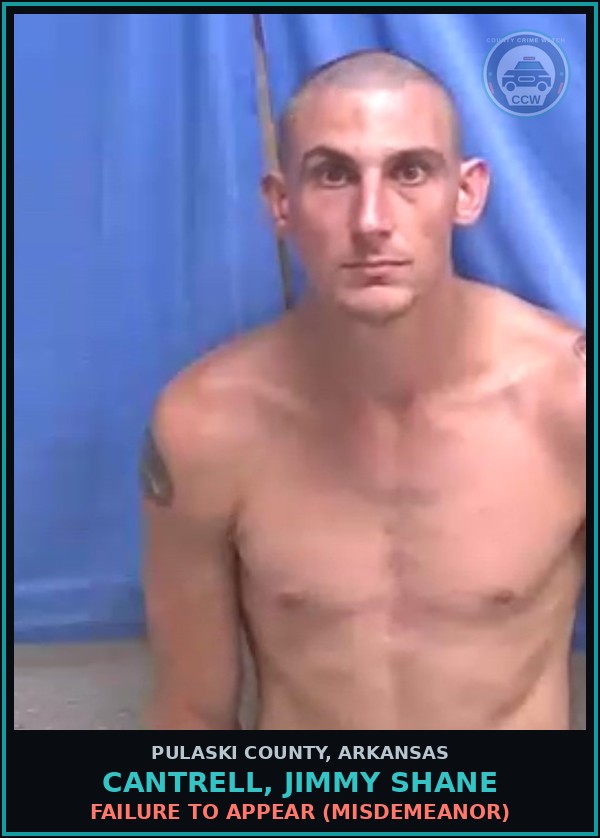 Booking mugshot of CANTRELL, JIMMY SHANE in Pulaski County