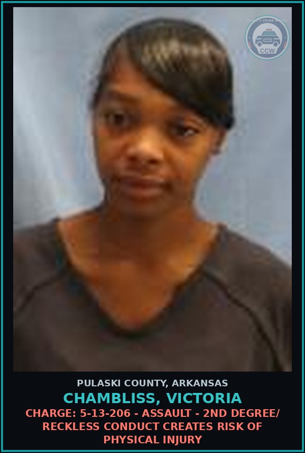 Booking mugshot of Chambliss, Victoria in Pulaski County