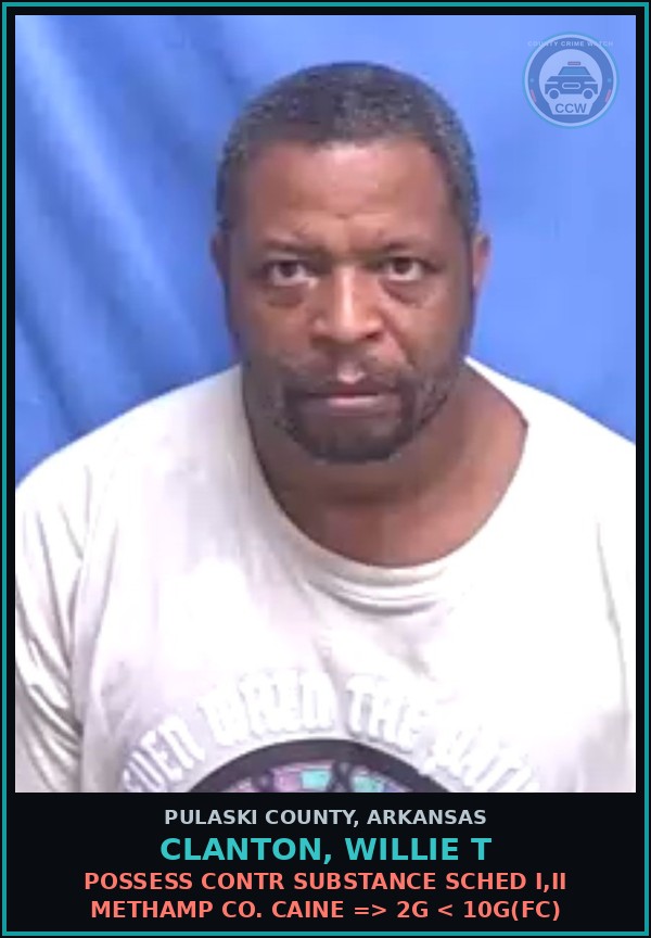 Booking mugshot of CLANTON, WILLIE T in Pulaski County