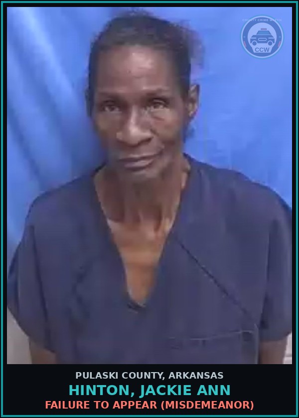 Booking mugshot of HINTON, JACKIE ANN in Pulaski County
