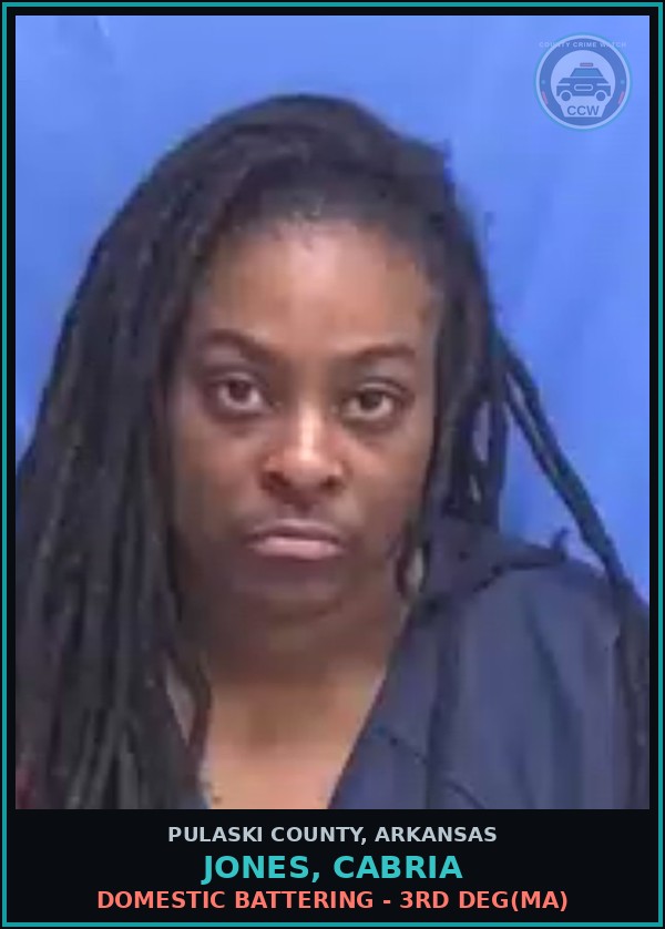 Booking mugshot of JONES, CABRIA in Pulaski County