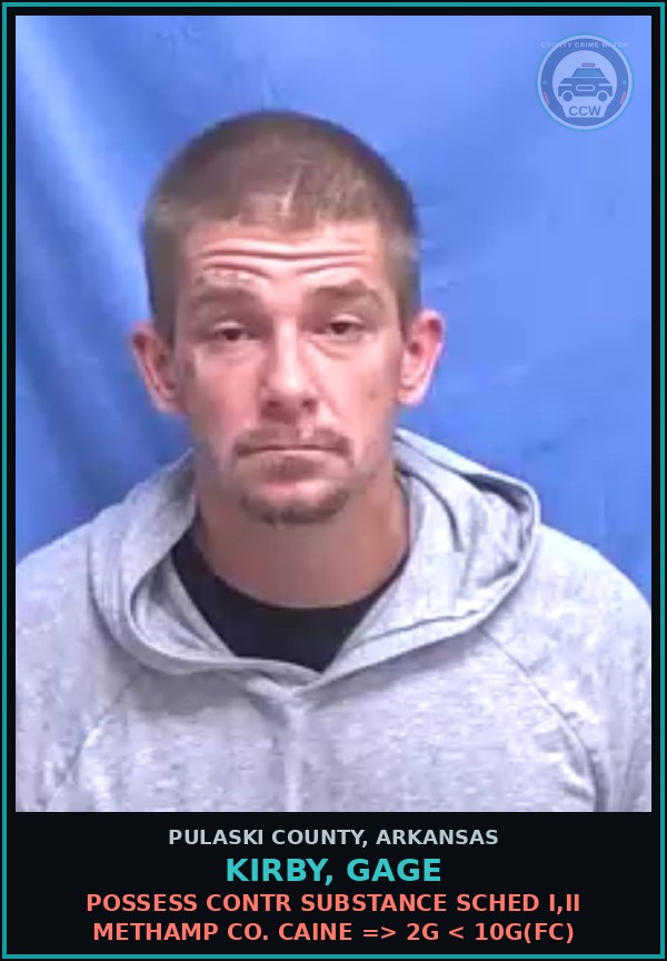 Booking mugshot of KIRBY, GAGE in Pulaski County