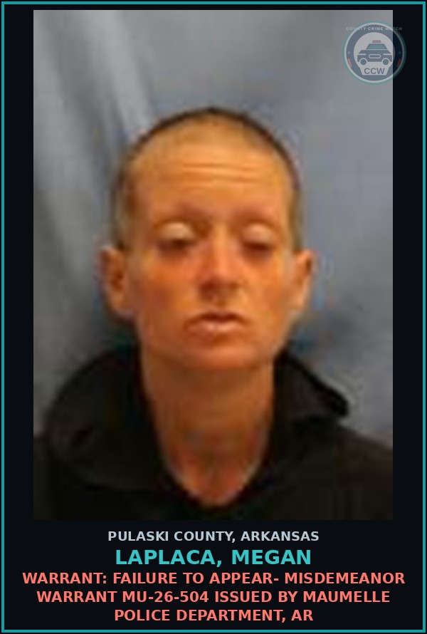 Booking mugshot of Laplaca, Megan in Pulaski County