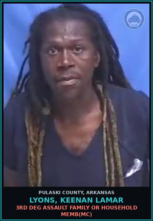 Booking mugshot of LYONS, KEENAN LAMAR in Pulaski County