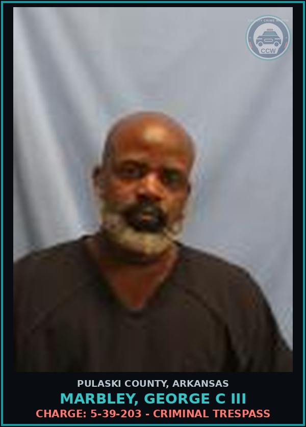Booking mugshot of Marbley, George C Iii in Pulaski County