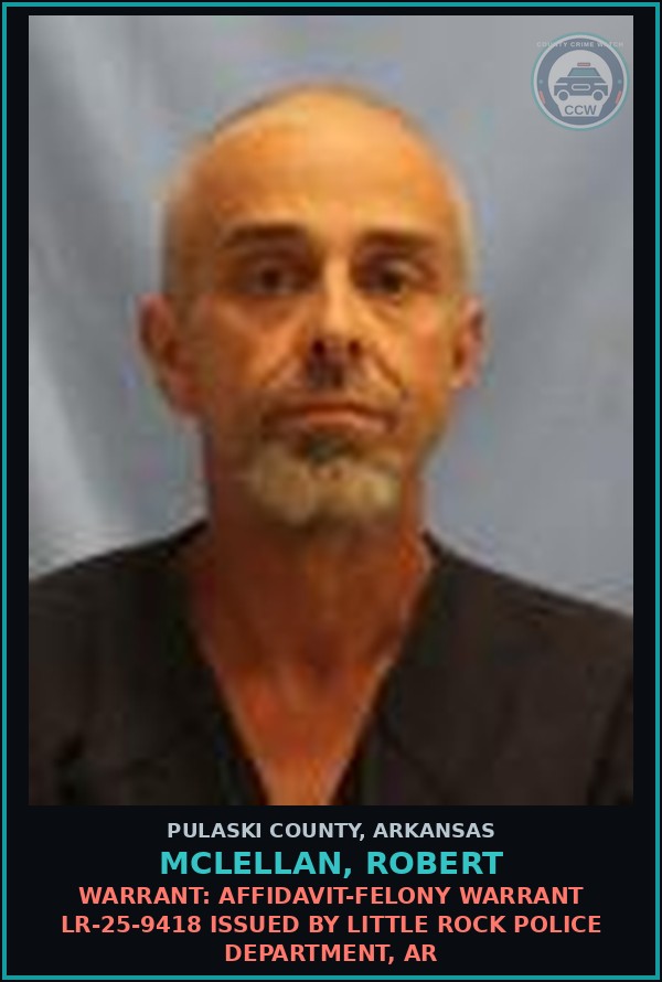 Booking mugshot of Mclellan, Robert in Pulaski County