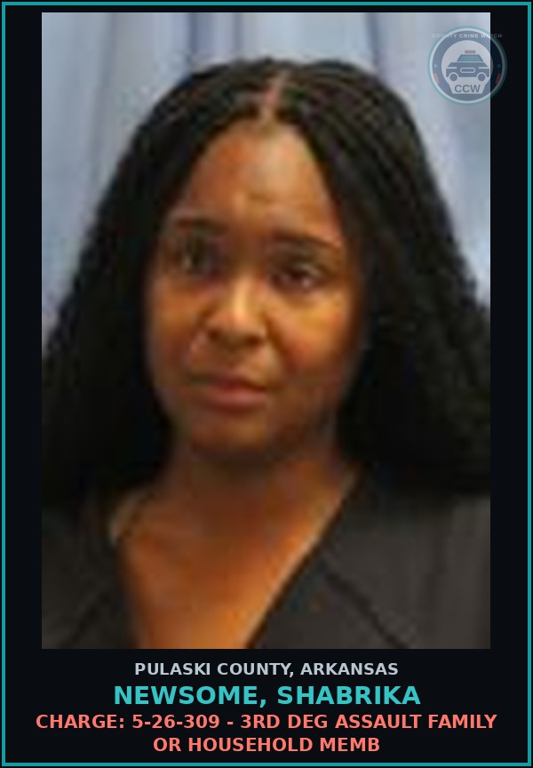 Booking mugshot of Newsome, Shabrika in Pulaski County