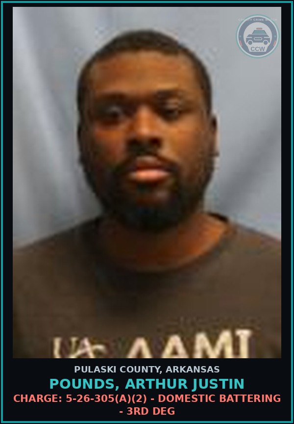 Booking mugshot of Pounds, Arthur Justin in Pulaski County