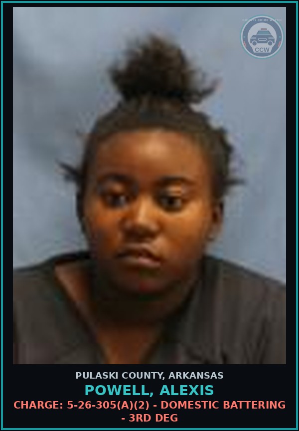 Booking mugshot of Powell, Alexis in Pulaski County