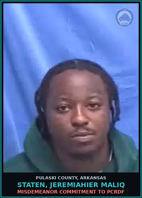 Booking mugshot of STATEN, JEREMIAHIER MALIQ in Pulaski County