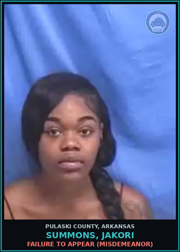 Booking mugshot of SUMMONS, JAKORI in Pulaski County