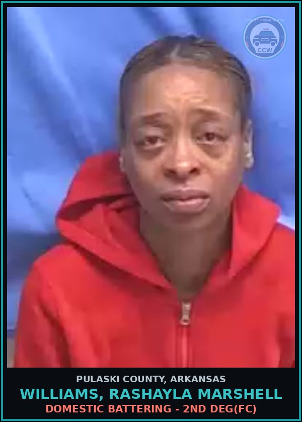 Booking mugshot of WILLIAMS, RASHAYLA MARSHELL in Pulaski County