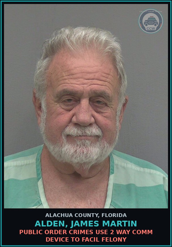 Booking mugshot of ALDEN, JAMES MARTIN in Alachua County