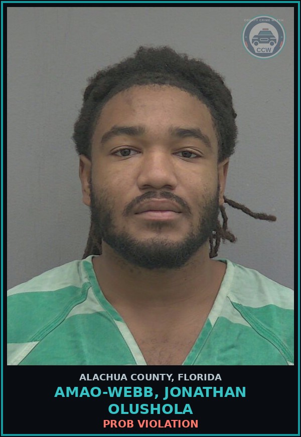 Booking mugshot of AMAO-WEBB, JONATHAN OLUSHOLA in Alachua County
