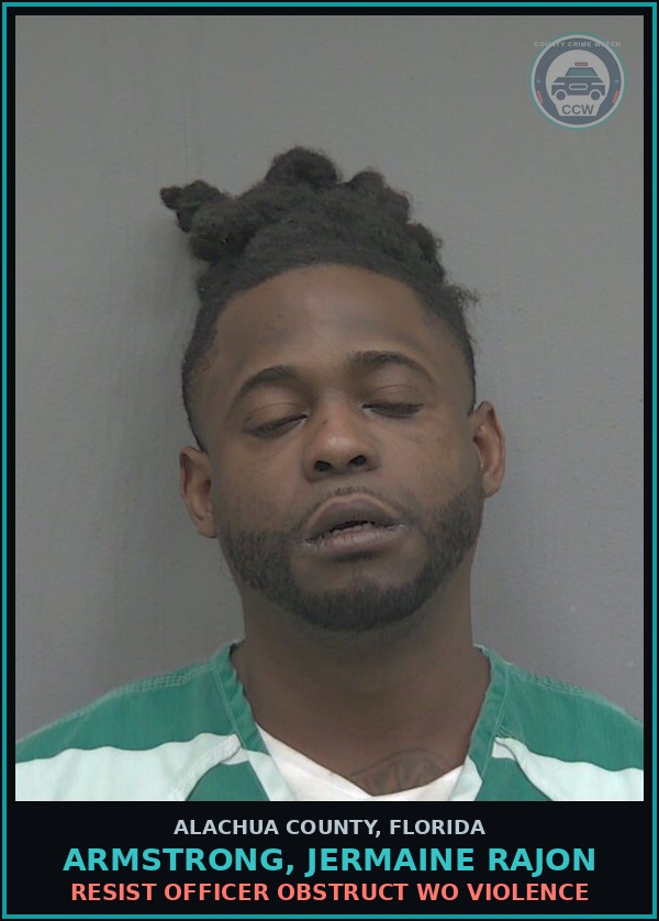 Booking mugshot of ARMSTRONG, JERMAINE RAJON in Alachua County