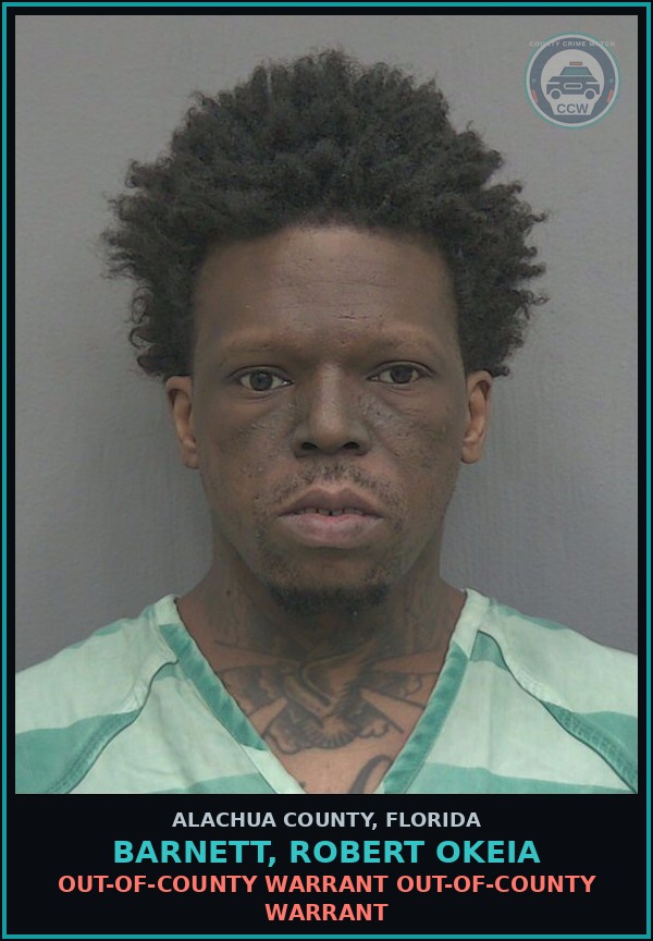 Booking mugshot of BARNETT, ROBERT OKEIA in Alachua County