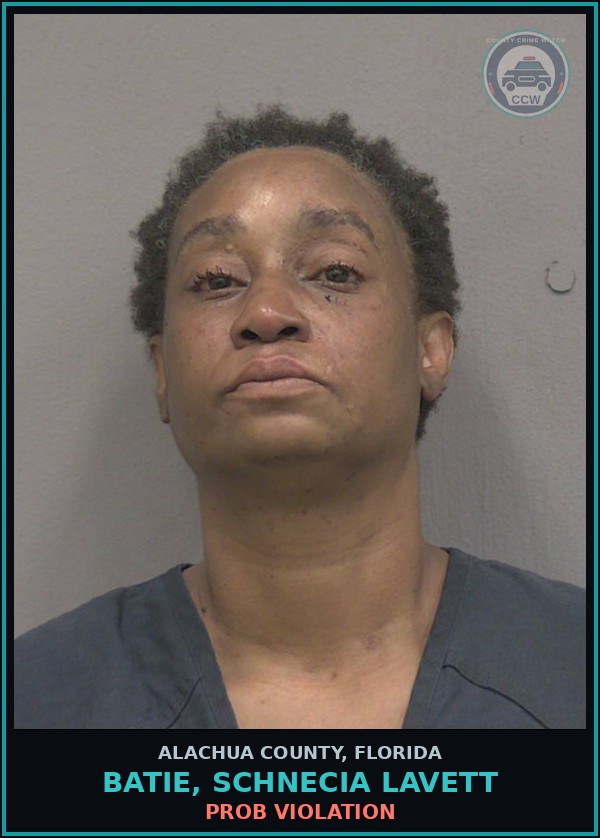 Booking mugshot of BATIE, SCHNECIA LAVETT in Alachua County