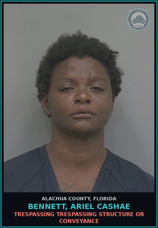 Booking mugshot of BENNETT, ARIEL CASHAE in Alachua County