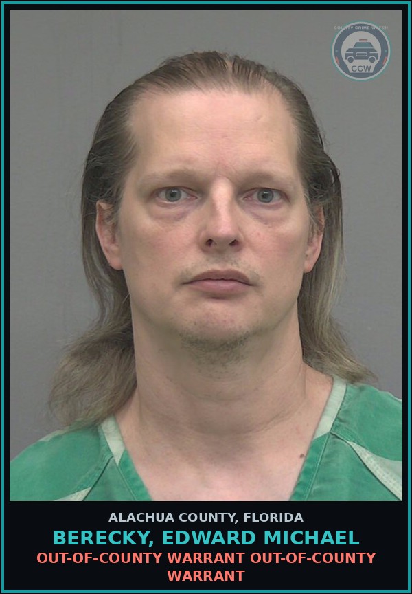 Booking mugshot of BERECKY, EDWARD MICHAEL in Alachua County