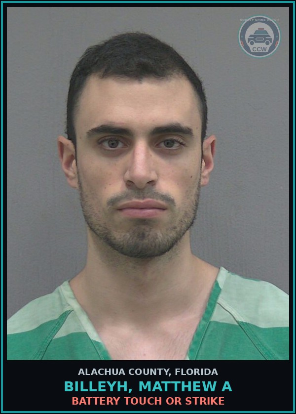 Booking mugshot of BILLEYH, MATTHEW A in Alachua County