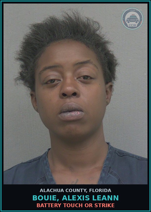 Booking mugshot of BOUIE, ALEXIS LEANN in Alachua County