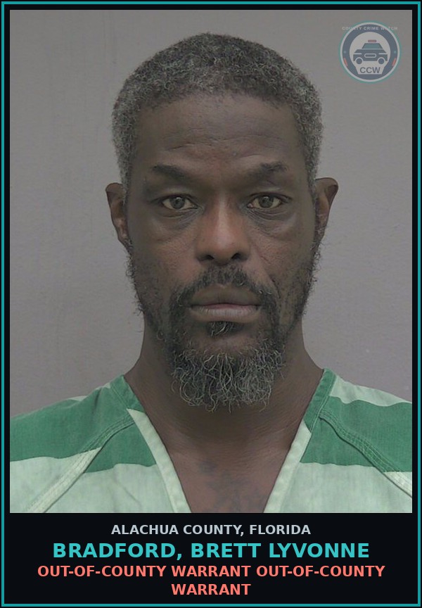 Booking mugshot of BRADFORD, BRETT LYVONNE in Alachua County