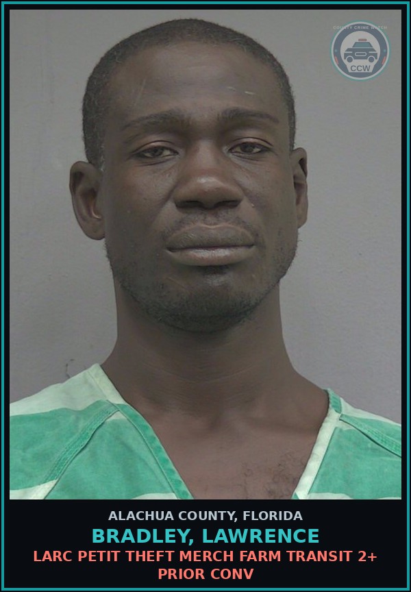 Booking mugshot of BRADLEY, LAWRENCE in Alachua County