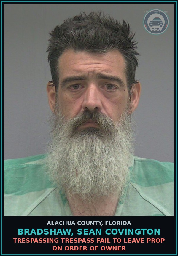 Booking mugshot of BRADSHAW, SEAN COVINGTON in Alachua County