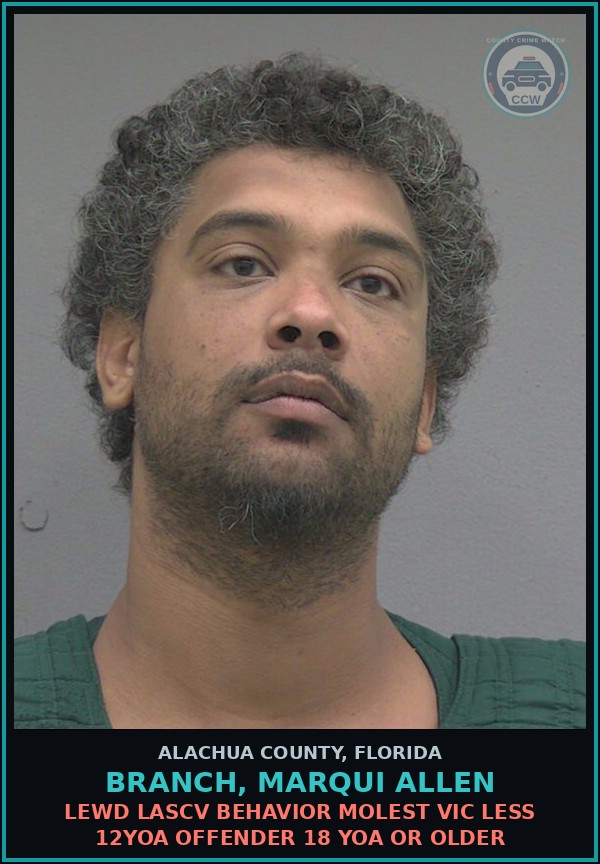 Booking mugshot of BRANCH, MARQUI ALLEN in Alachua County