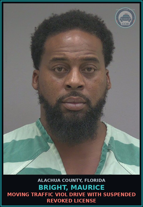 Booking mugshot of BRIGHT, MAURICE in Alachua County