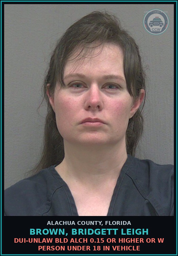 Booking mugshot of BROWN, BRIDGETT LEIGH in Alachua County