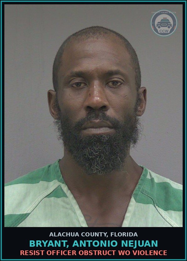 Booking mugshot of BRYANT, ANTONIO NEJUAN in Alachua County