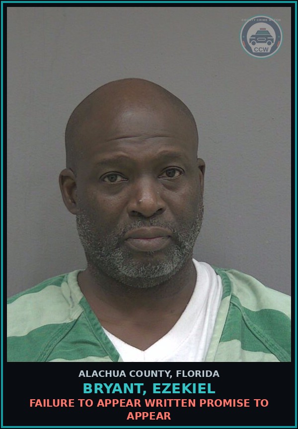 Booking mugshot of BRYANT, EZEKIEL in Alachua County