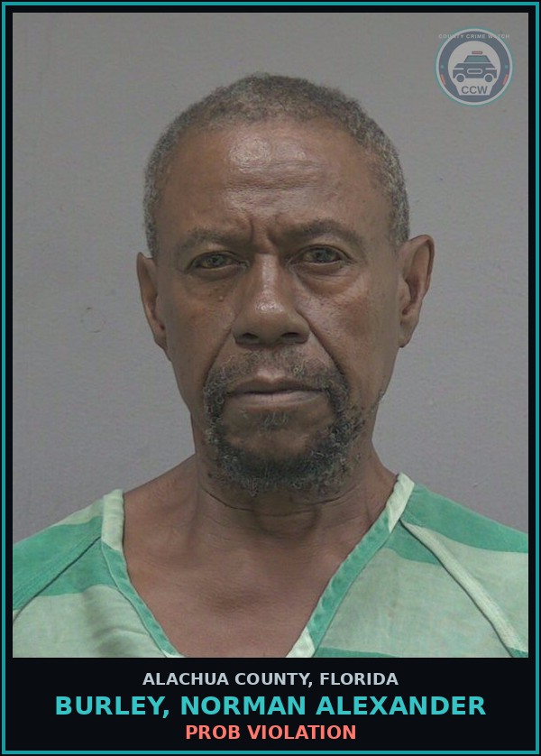 Booking mugshot of BURLEY, NORMAN ALEXANDER in Alachua County