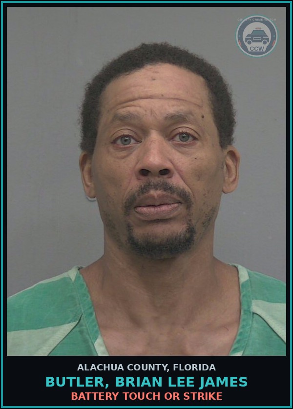 Booking mugshot of BUTLER, BRIAN LEE JAMES in Alachua County