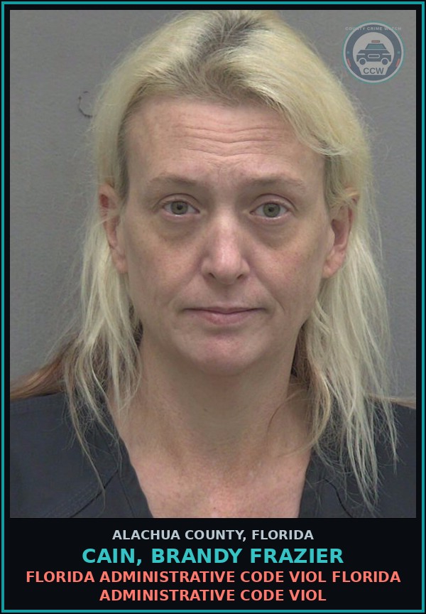 Booking mugshot of CAIN, BRANDY FRAZIER in Alachua County