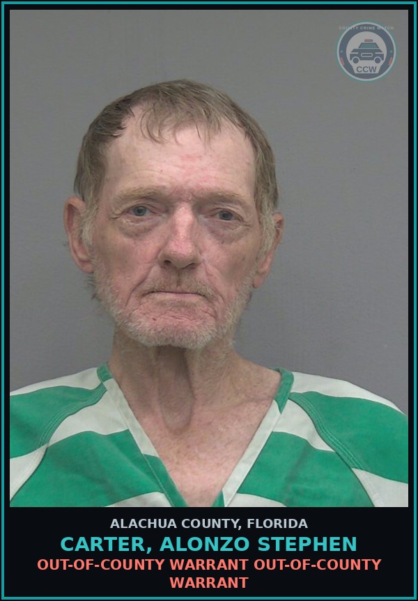 Booking mugshot of CARTER, ALONZO STEPHEN in Alachua County