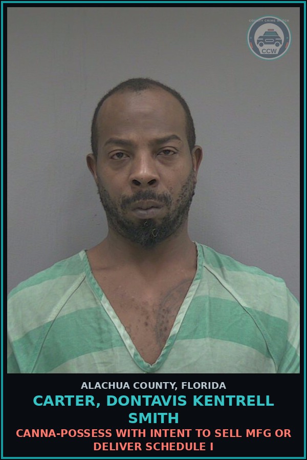 Booking mugshot of CARTER, DONTAVIS KENTRELL SMITH in Alachua County