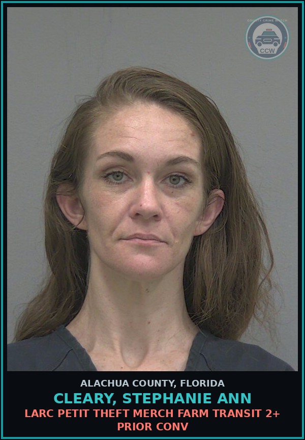 Booking mugshot of CLEARY, STEPHANIE ANN in Alachua County