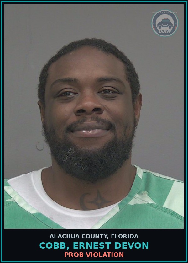 Booking mugshot of COBB, ERNEST DEVON in Alachua County