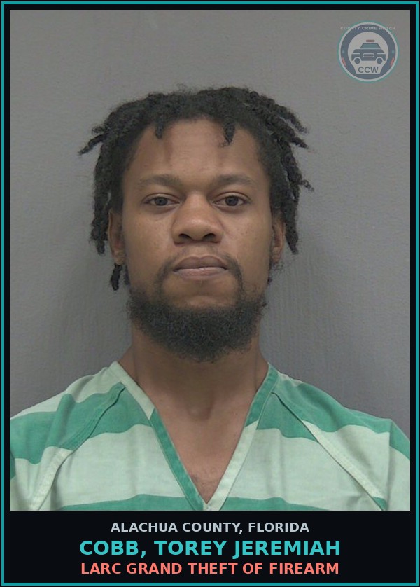 Booking mugshot of COBB, TOREY JEREMIAH in Alachua County