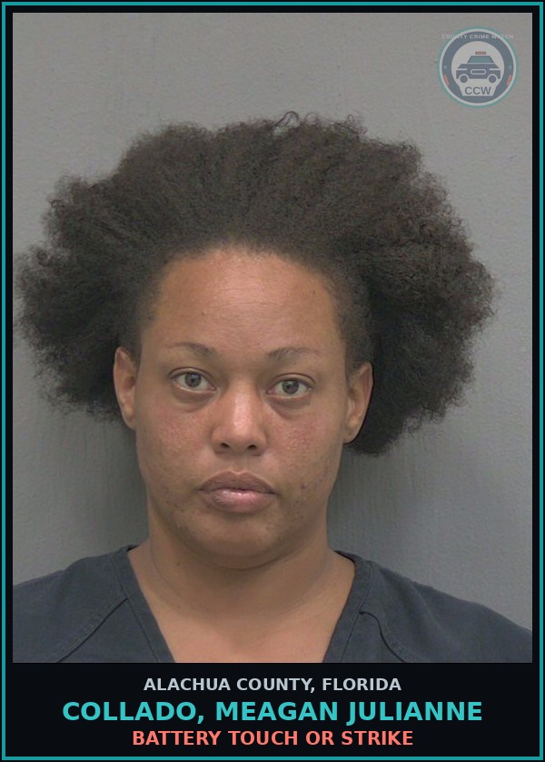 Booking mugshot of COLLADO, MEAGAN JULIANNE in Alachua County