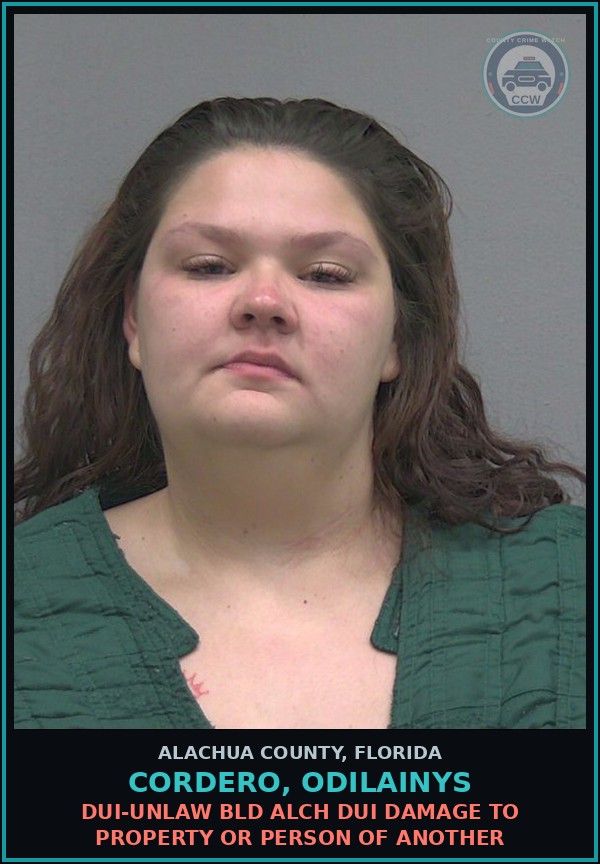 Booking mugshot of CORDERO, ODILAINYS in Alachua County