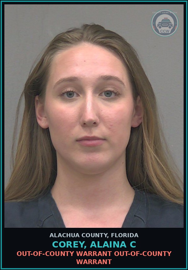 Booking mugshot of COREY, ALAINA C in Alachua County