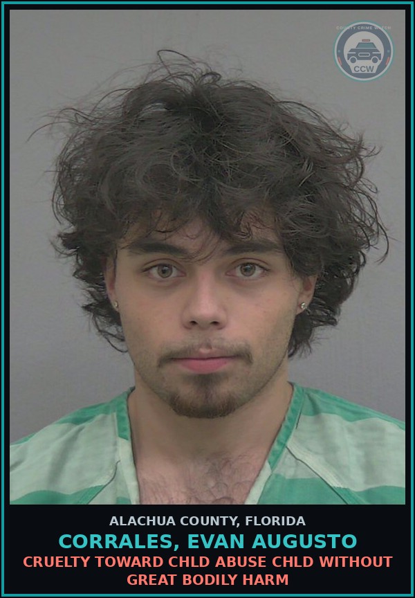 Booking mugshot of CORRALES, EVAN AUGUSTO in Alachua County
